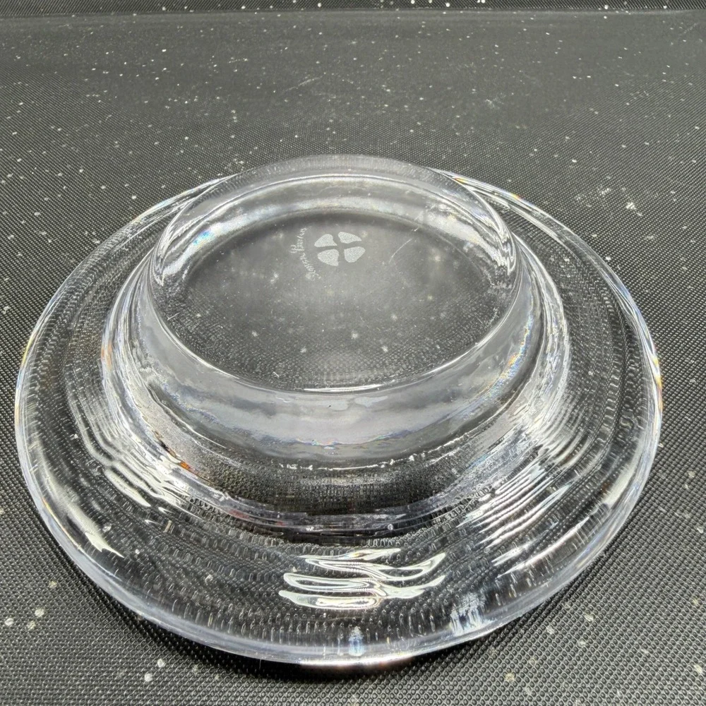 Simon Pearce Clear Glass Wine Bottle Coaster Votive Dish Bowl Thick Heavy Glass